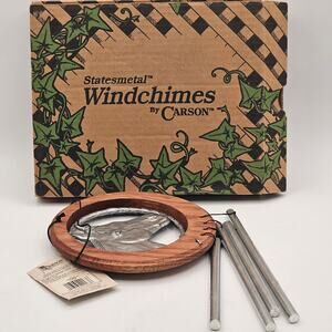 Carson Statesmetal Wind Chimes Treated Oak Aluminum Rods Boxed Garden Decor